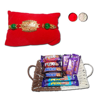 "Rakhi - ZR-5590 A (Single Rakhi),Choco Thali - code RC04 - Click here to View more details about this Product
